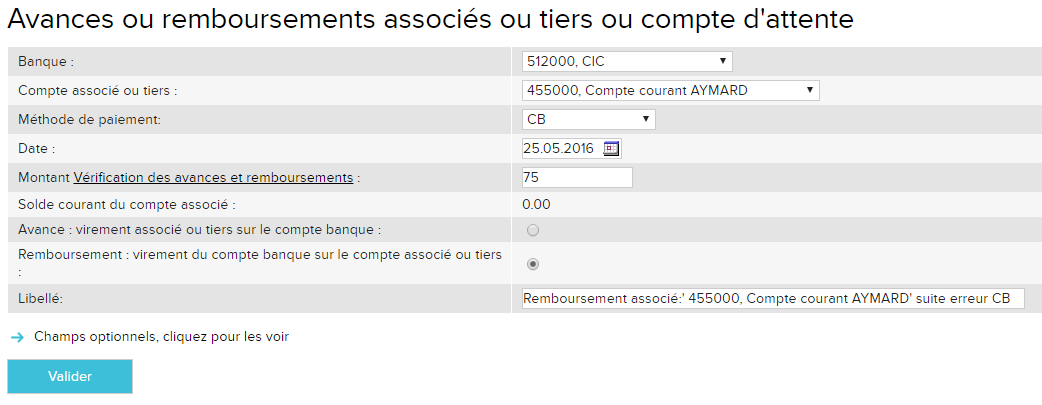 Comptabilisation achat personnel